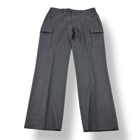 J Hilburn Mens Charcoal Vitale Barberis Wool Cargo Dress Pants Size 34x32